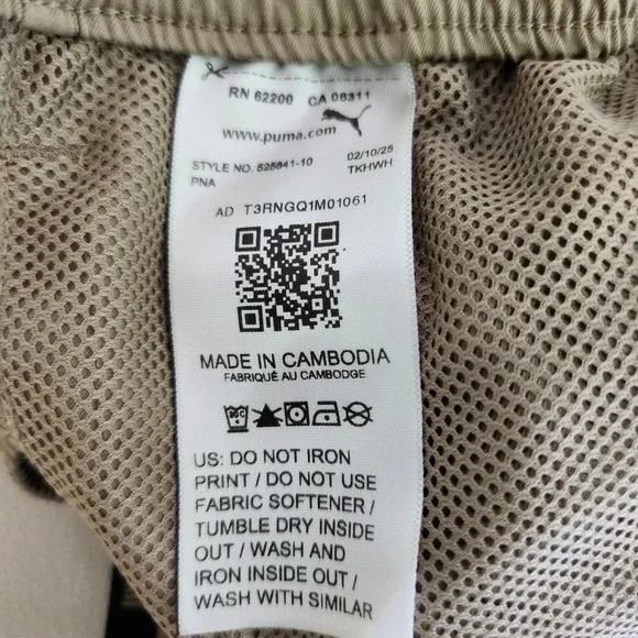 Puma Mens Athletic Shorts Tan Khaki Lightweight Mesh Lined XXL - Picture 6 of 6